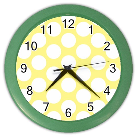 Yellow Polkadot Wall Clock (Color) from ArtsNow.com Front