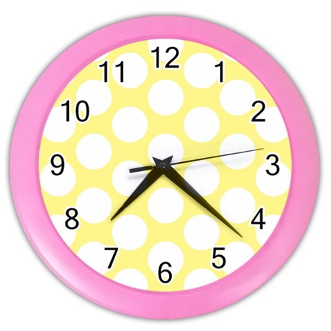 Yellow Polkadot Wall Clock (Color) from ArtsNow.com Front