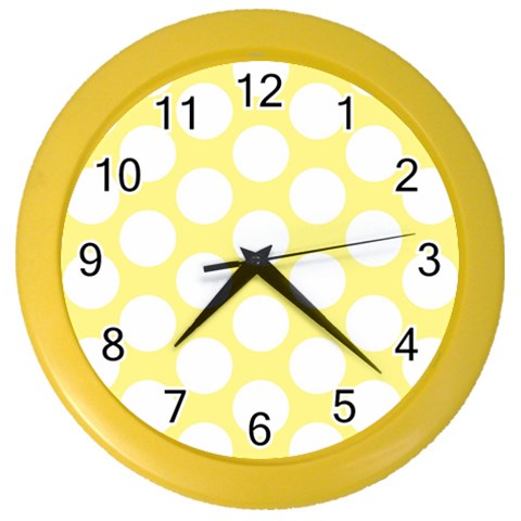 Yellow Polkadot Wall Clock (Color) from ArtsNow.com Front