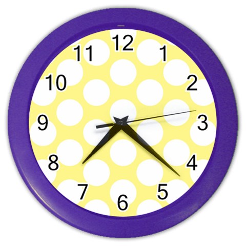 Yellow Polkadot Wall Clock (Color) from ArtsNow.com Front