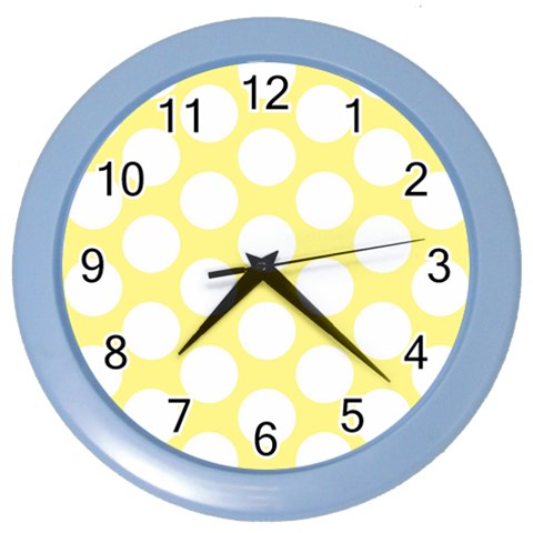 Yellow Polkadot Wall Clock (Color) from ArtsNow.com Front