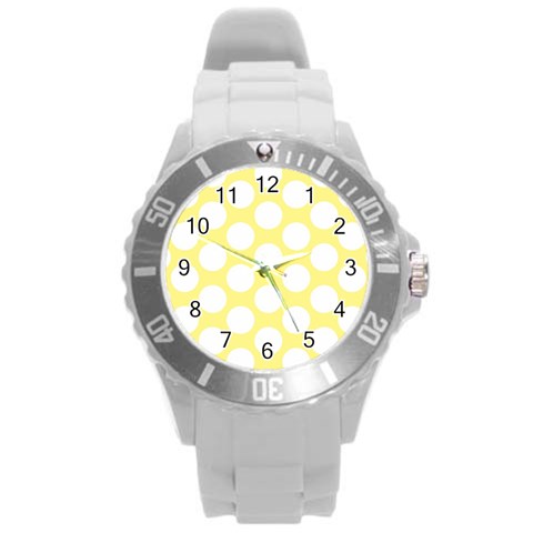 Yellow Polkadot Plastic Sport Watch (Large) from ArtsNow.com Front