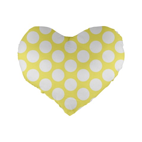 Yellow Polkadot 16  Premium Heart Shape Cushion  from ArtsNow.com Back