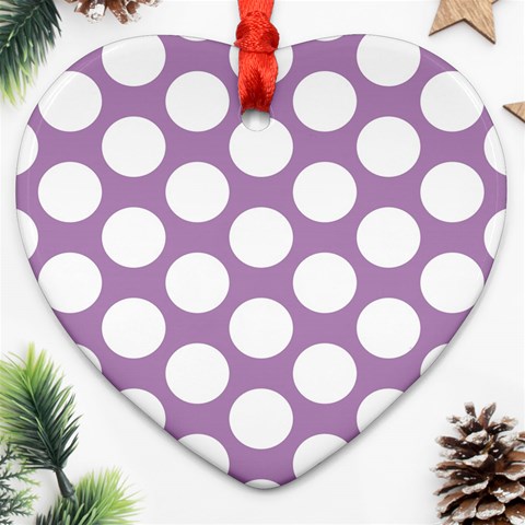 Lilac Polkadot Heart Ornament (Two Sides) from ArtsNow.com Back