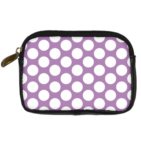 Lilac Polkadot Digital Camera Leather Case from ArtsNow.com Front