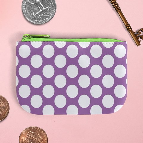 Lilac Polkadot Coin Change Purse from ArtsNow.com Front