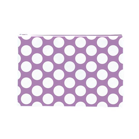 Lilac Polkadot Cosmetic Bag (Large) from ArtsNow.com Front