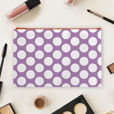 Lilac Polkadot Cosmetic Bag (Large) from ArtsNow.com Front