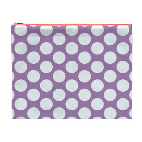 Lilac Polkadot Cosmetic Bag (XL) from ArtsNow.com Front