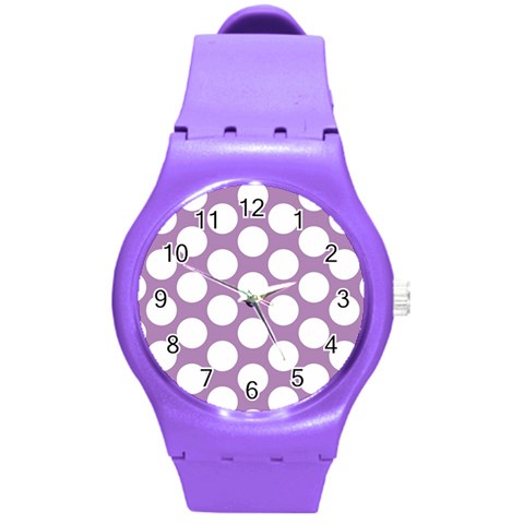 Lilac Polkadot Plastic Sport Watch (Medium) from ArtsNow.com Front