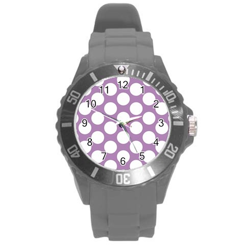 Lilac Polkadot Plastic Sport Watch (Large) from ArtsNow.com Front