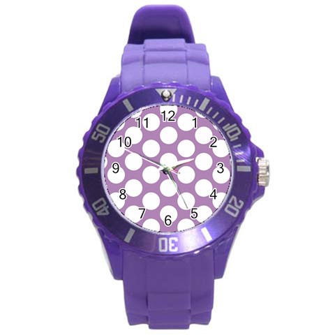 Lilac Polkadot Plastic Sport Watch (Large) from ArtsNow.com Front