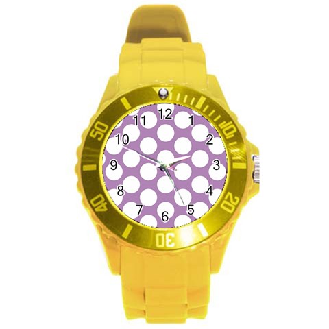 Lilac Polkadot Plastic Sport Watch (Large) from ArtsNow.com Front