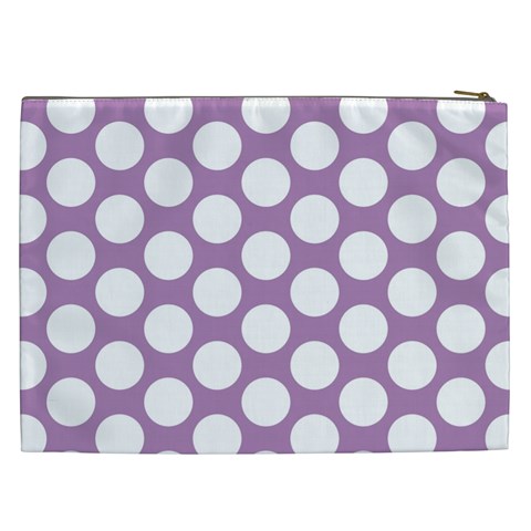 Lilac Polkadot Cosmetic Bag (XXL) from ArtsNow.com Back