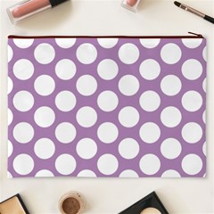 Lilac Polkadot Cosmetic Bag (XXXL) from ArtsNow.com Back