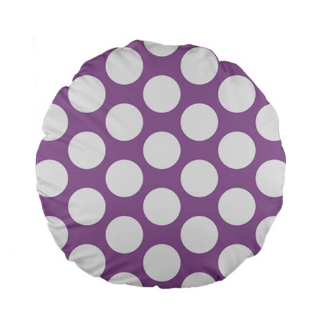 Lilac Polkadot 15  Premium Round Cushion  from ArtsNow.com Back