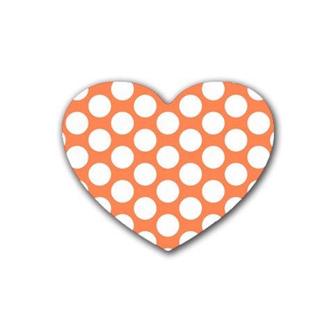 Orange Polkadot Drink Coasters (Heart) from ArtsNow.com Front