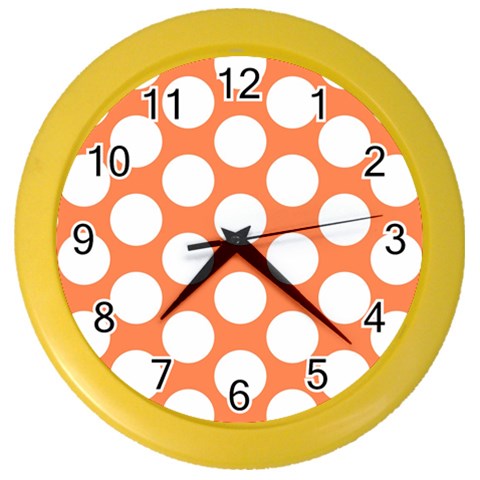 Orange Polkadot Wall Clock (Color) from ArtsNow.com Front