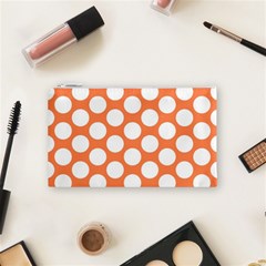 Orange Polkadot Cosmetic Bag (Small) from ArtsNow.com Front