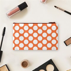 Orange Polkadot Cosmetic Bag (Small) from ArtsNow.com Back