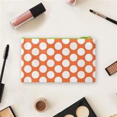 Orange Polkadot Cosmetic Bag (Small) from ArtsNow.com Back