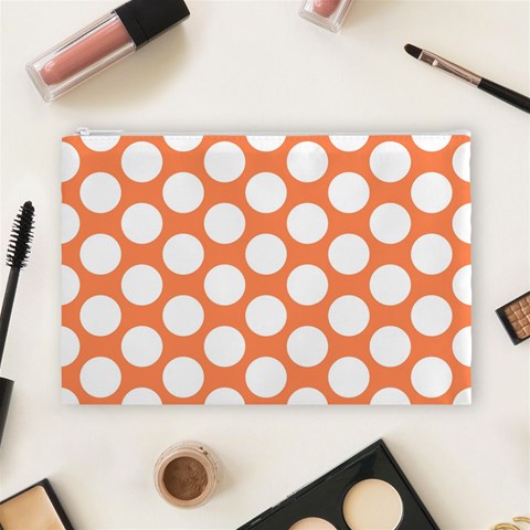 Orange Polkadot Cosmetic Bag (Large) from ArtsNow.com Front