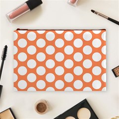 Orange Polkadot Cosmetic Bag (Large) from ArtsNow.com Front