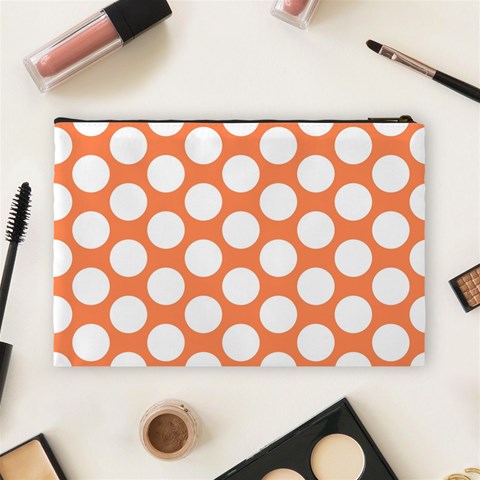 Orange Polkadot Cosmetic Bag (Large) from ArtsNow.com Back