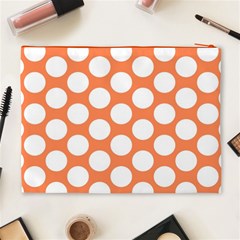 Orange Polkadot Cosmetic Bag (XL) from ArtsNow.com Back