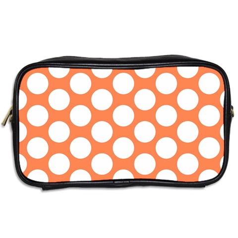 Orange Polkadot Travel Toiletry Bag (Two Sides) from ArtsNow.com Back