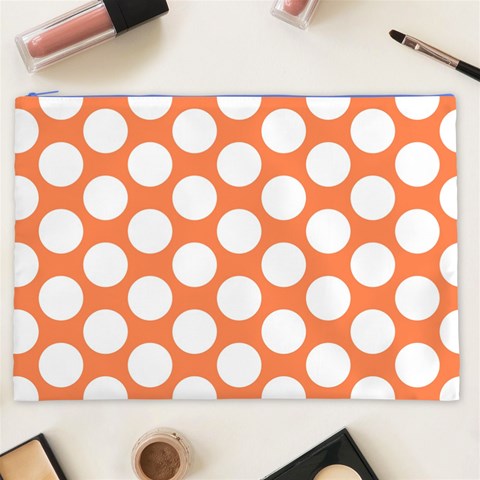 Orange Polkadot Cosmetic Bag (XXL) from ArtsNow.com Front