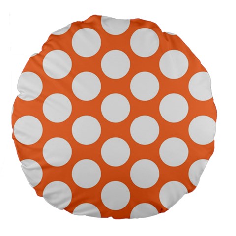 Orange Polkadot 18  Premium Round Cushion  from ArtsNow.com Back