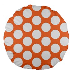 Orange Polkadot 18  Premium Round Cushion  from ArtsNow.com Back