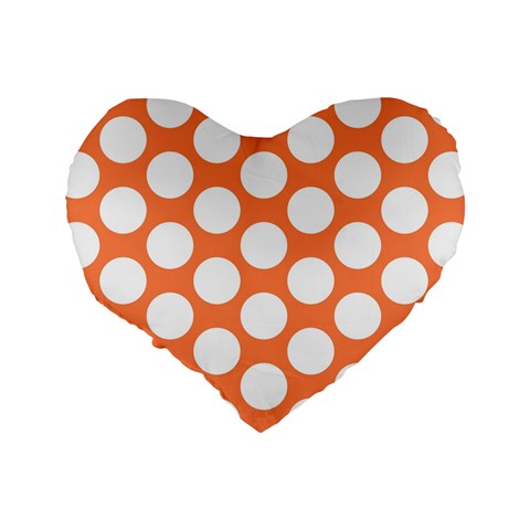 Orange Polkadot 16  Premium Heart Shape Cushion  from ArtsNow.com Back