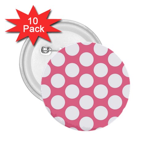 Pink Polkadot 2.25  Button (10 pack) from ArtsNow.com Front