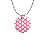 Pink Polkadot Button Necklace