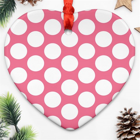 Pink Polkadot Heart Ornament (Two Sides) from ArtsNow.com Back