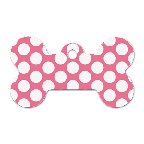 Pink Polkadot Dog Tag Bone (Two Sided) from ArtsNow.com Front