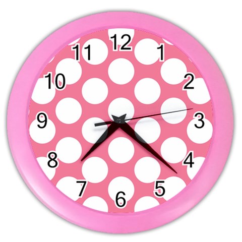 Pink Polkadot Wall Clock (Color) from ArtsNow.com Front