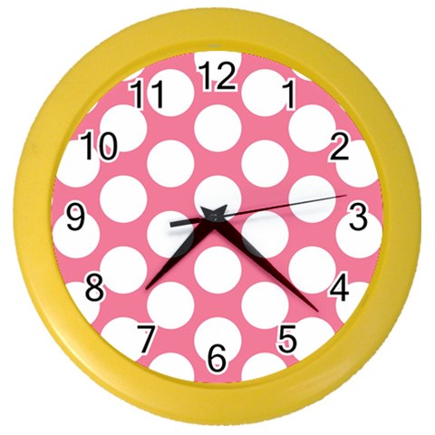 Pink Polkadot Wall Clock (Color) from ArtsNow.com Front