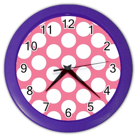 Pink Polkadot Wall Clock (Color) from ArtsNow.com Front