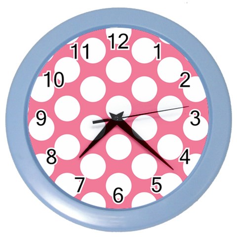 Pink Polkadot Wall Clock (Color) from ArtsNow.com Front