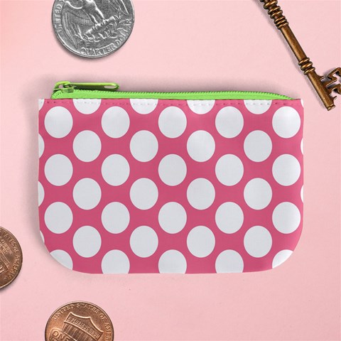 Pink Polkadot Coin Change Purse from ArtsNow.com Front