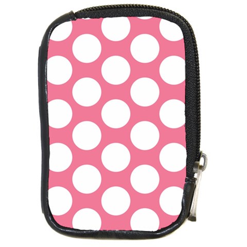 Pink Polkadot Compact Camera Leather Case from ArtsNow.com Front