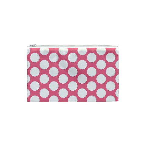 Pink Polkadot Cosmetic Bag (Small) from ArtsNow.com Front