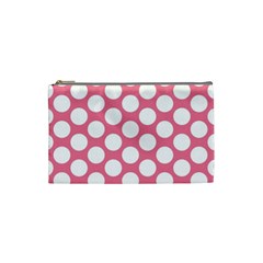 Pink Polkadot Cosmetic Bag (Small) from ArtsNow.com Front