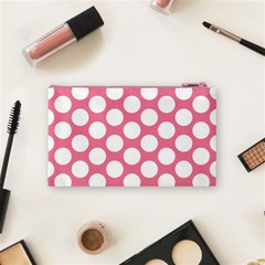 Pink Polkadot Cosmetic Bag (Small) from ArtsNow.com Back