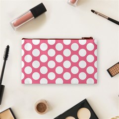 Pink Polkadot Cosmetic Bag (Small) from ArtsNow.com Back