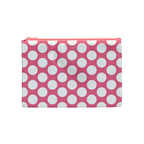 Pink Polkadot Cosmetic Bag (Medium) from ArtsNow.com Front