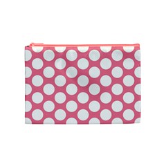 Pink Polkadot Cosmetic Bag (Medium) from ArtsNow.com Front